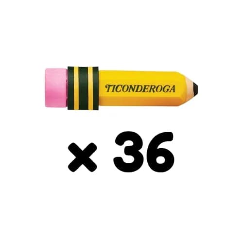 Ticonderoga Pencil Shaped Erasers, 36 Total Erasers (12 Packs of 3) | Smudge Resistant thumbnail 6