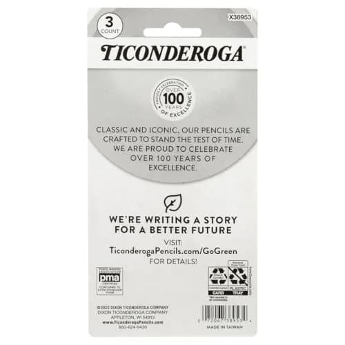 Ticonderoga Pencil Shaped Erasers, 36 Total Erasers (12 Packs of 3) | Smudge Resistant thumbnail 3