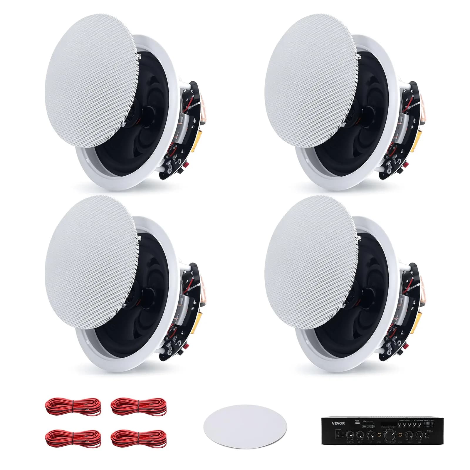 VEVOR Bluetooth Ceiling Speakers, 6.5" | 150W, in Ceiling & in-Wall System with Amplifier - main product image