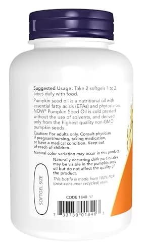NOW Foods Pumpkin Seed Oil 1000 mg Softgels | 1200 Count (Pack of 12) | Cold Pressed, Non-GMO, Gluten-Free thumbnail 3