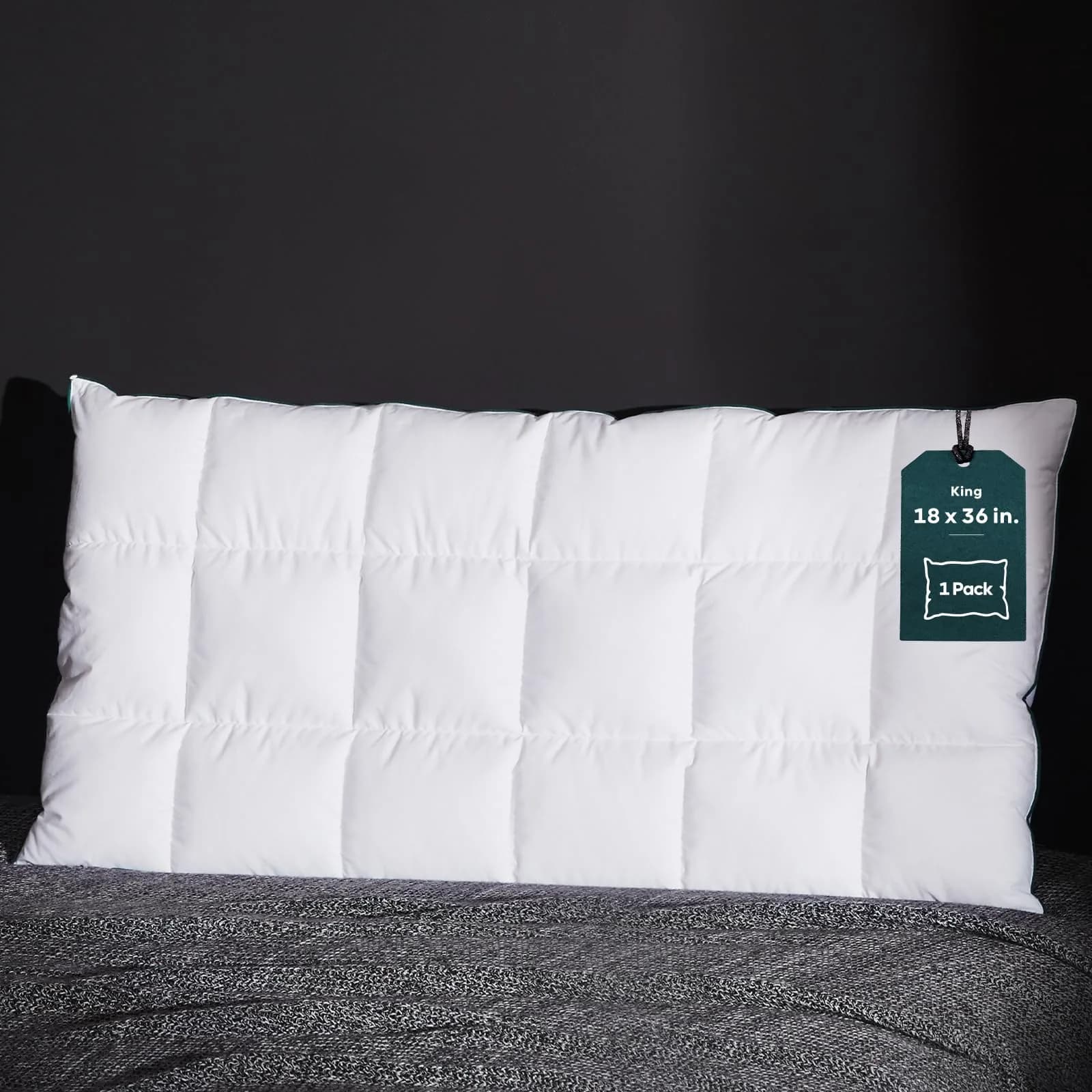 Three Geese Ultra Thin Flat Goose Down Feather Pillow King Size 91cm (36 Inches) | OEKO-TEX Certified Cotton Cover - main product image