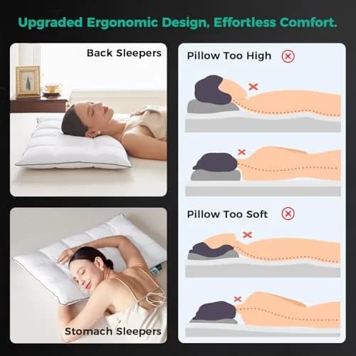 Three Geese Ultra Thin Flat Goose Down Feather Pillow King Size 91cm (36 Inches) | OEKO-TEX Certified Cotton Cover thumbnail 6