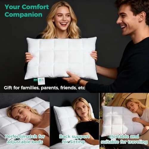 Three Geese Ultra Thin Flat Goose Down Feather Pillow King Size 91cm (36 Inches) | OEKO-TEX Certified Cotton Cover thumbnail 9