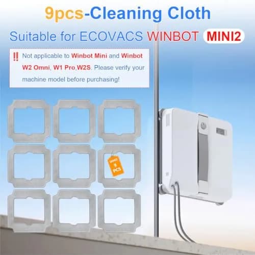 Frexusuent Replacement Mop Pads for Ecovacs Winbot MINI2 Window Cleaner Robot (9 Pcs, Microfiber) | Compatible with MINI2 Only thumbnail 2