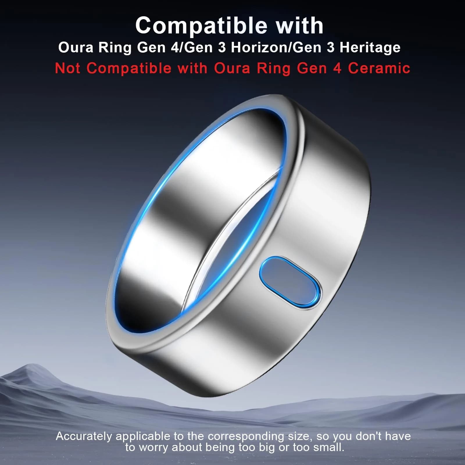 ZOOROO Oura Ring Cover Compatible with Gen 4/3 Horizon/Heritage (Size 9, 3-Pack) | Support Charging with Cover On