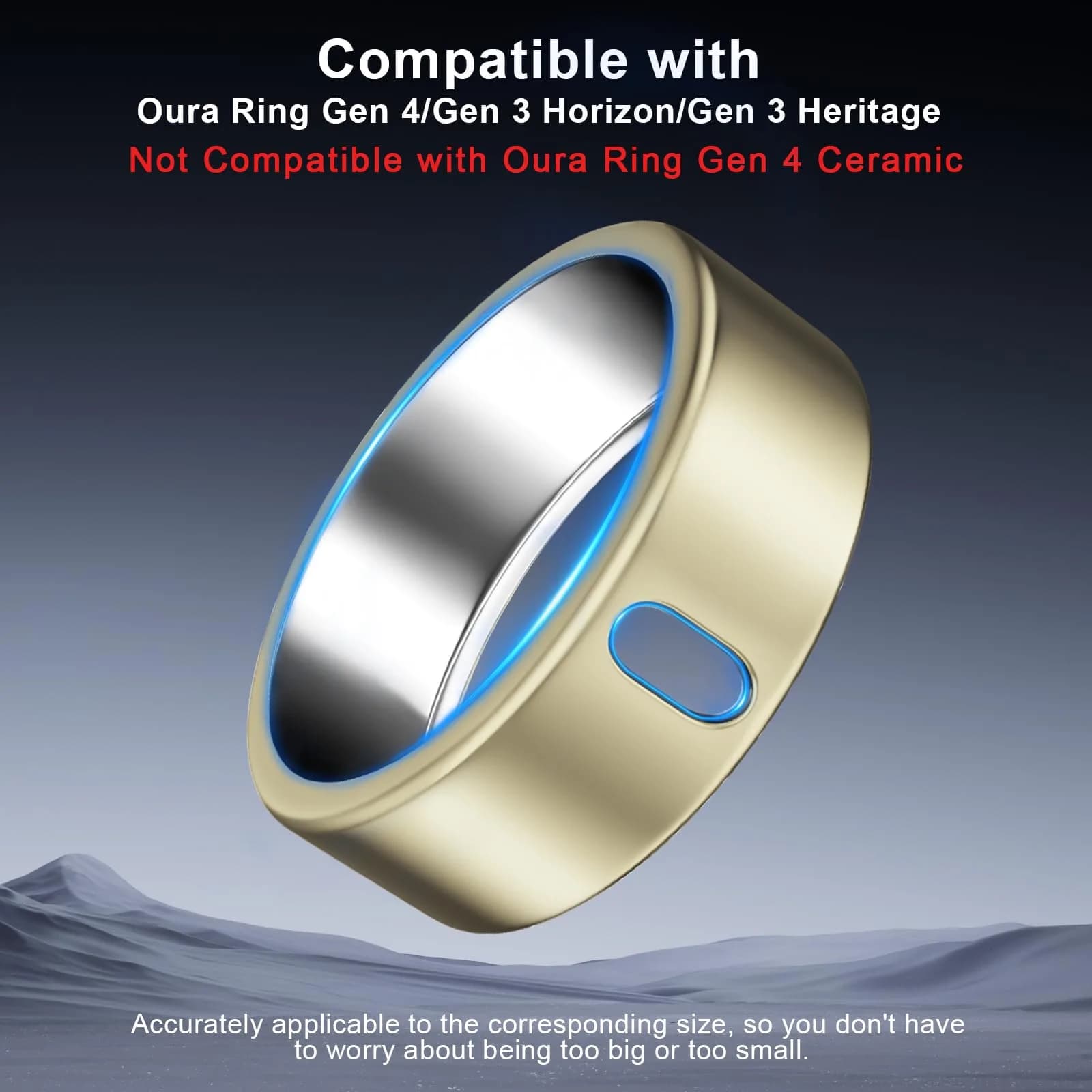 ZOOROO Oura Ring Case for Gen 3/4 Horizon/Heritage (Size 8) | 3-Pack Gold, Silver, Champagne
