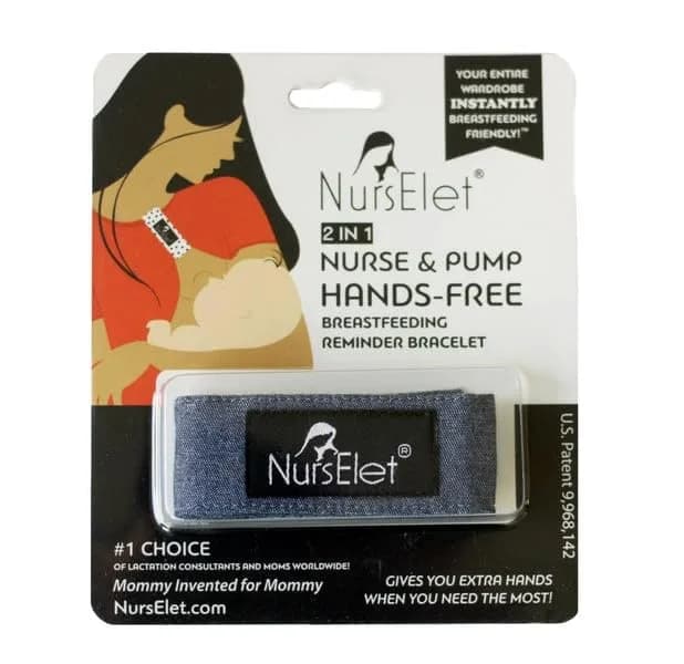 NursElet Nursing Bracelet, Hands-Free Shirt Holder & Breastfeeding Reminder (Denim - 2 Units) thumbnail 2