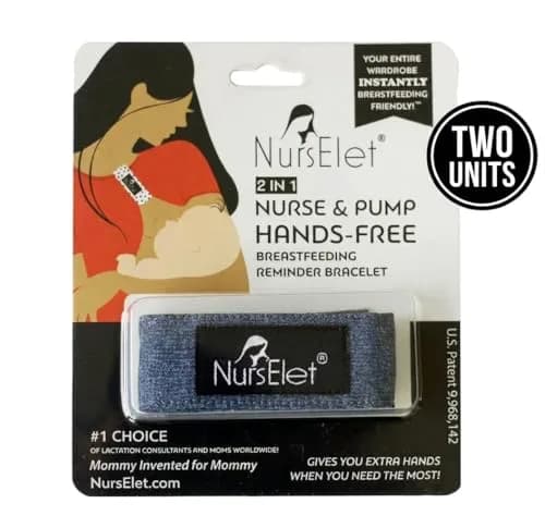 NursElet Nursing Bracelet, Hands-Free Shirt Holder & Breastfeeding Reminder (Denim - 2 Units) thumbnail 9