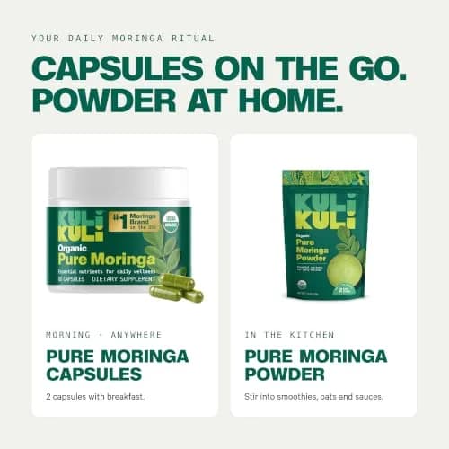 Kuli Kuli Organic Moringa Capsules 1000mg | Pure Leaf Supplement, 120ct, Vegetarian, USDA Organic thumbnail 8