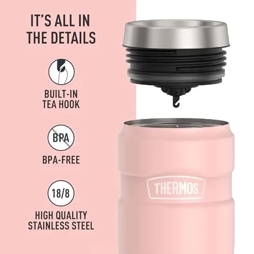 THERMOS Stainless King 16oz Travel Tumbler - Matte Pink | Hot 7 Hrs, Cold 18 Hrs thumbnail 4