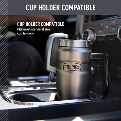 THERMOS Stainless King 16oz Travel Mug with Handle, Matte Pink - Insulated Tumbler thumbnail 3