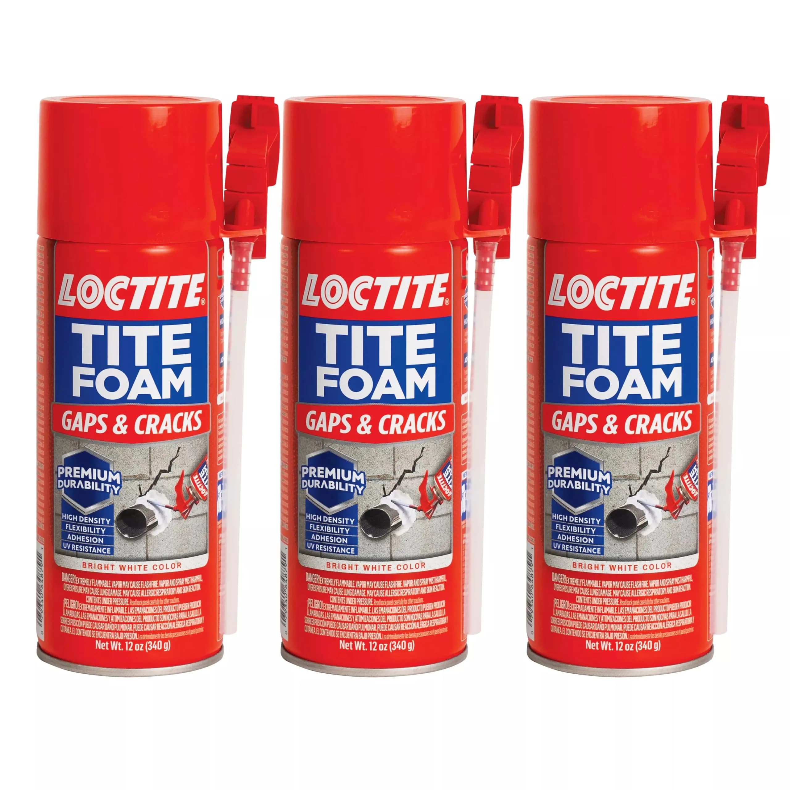 Loctite Tite Foam Gaps & Cracks Insulating Foam Sealant 12 oz (3-Pack) | Fills, Seals, and Insulates Gaps Up to 1 Inch