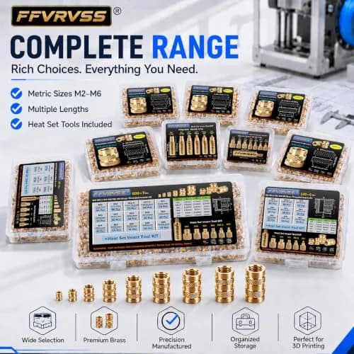 FFVRVSS M4x6x5.5 Brass Threaded Inserts Kit (100 Pcs) | Heat Set for 3D Printing thumbnail 7