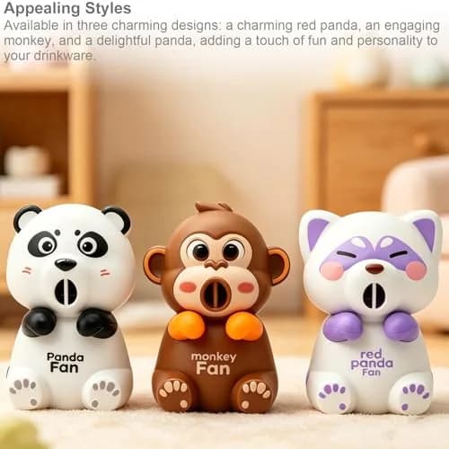 DFOBUNDO Red Panda Clip-On Cooling Fan for Cups | 3 Speeds, Rechargeable, 9.5cm (3.77in) Length thumbnail 2