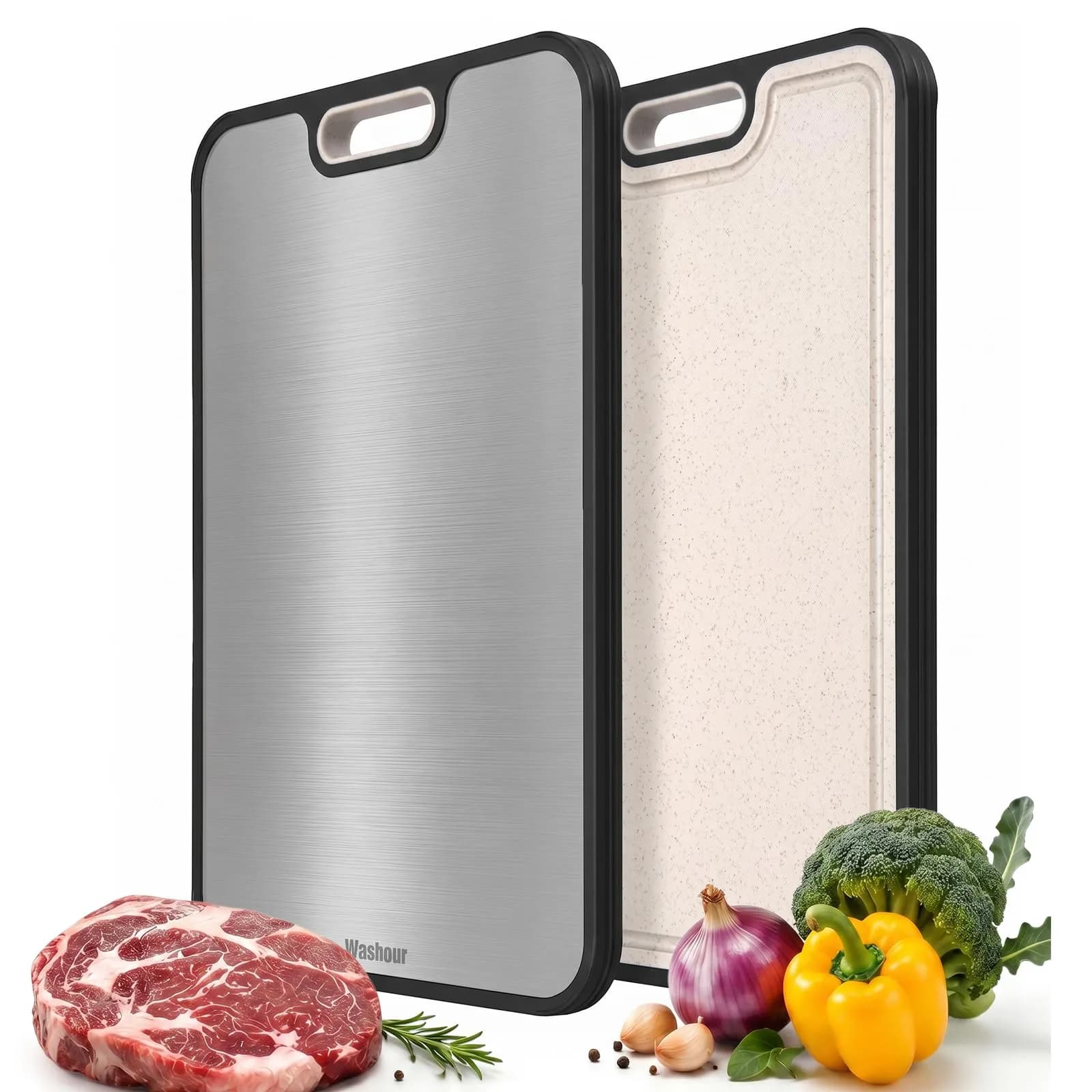 Washour Titanium Cutting Board 15" x 10" | Dual-Sided Food Grade Kitchen Essential