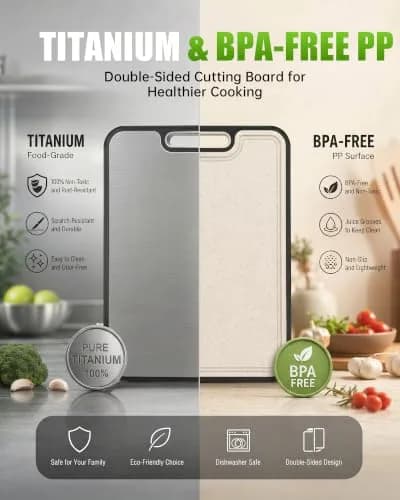 Washour Titanium Cutting Board 15" x 10" | Dual-Sided Food Grade Kitchen Essential thumbnail 7