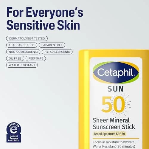 Cetaphil Sheer Mineral Sunscreen Stick SPF 50, 0.5 Fl Oz (15ml) | Broad Spectrum UVA/UVB Protection for Sensitive Skin thumbnail 6