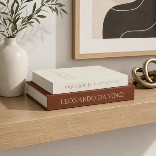 Inoostar Aesthetic Decorative Books Set of 2 Linen Boxes 20 cm (7.87") | Enhance Coffee Table, Bookshelf or Mantle Decor thumbnail 2