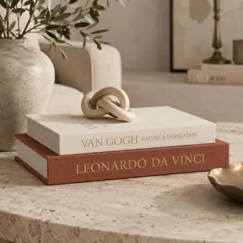 Inoostar Aesthetic Decorative Books Set of 2 Linen Boxes 20 cm (7.87") | Enhance Coffee Table, Bookshelf or Mantle Decor thumbnail 4