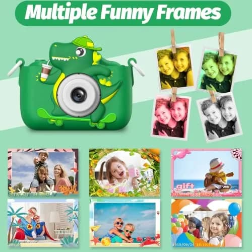 Goopow Kids Digital Camera Toy with Cartoon Cover & SD Card Included | 1080p Video, 8x Digital Zoom, Rechargeable Battery, for Ages 3-8 thumbnail 6