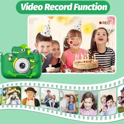 Goopow Kids Digital Camera Toy with Cartoon Cover & SD Card Included | 1080p Video, 8x Digital Zoom, Rechargeable Battery, for Ages 3-8 thumbnail 7