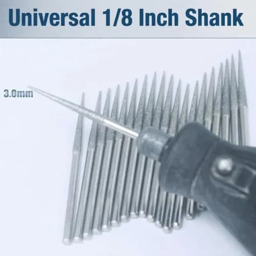 Luo ke 20 Pcs 1/8" Shank Diamond Cone Burr Set, 3mm Cone Shape Expanding Hole Drill Bits | For Stone, Glass, Ceramics, Jewelry thumbnail 2