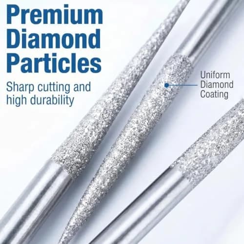 Luo ke 20 Pcs 1/8" Shank Diamond Cone Burr Set, 3mm Cone Shape Expanding Hole Drill Bits | For Stone, Glass, Ceramics, Jewelry thumbnail 3