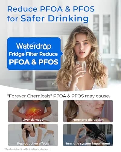 Waterdrop WDS-F45 Refrigerator Water Filter 2 Pack | NSF 53 & 42 Certified for Lead, Benzene, Mercury Reduction thumbnail 6