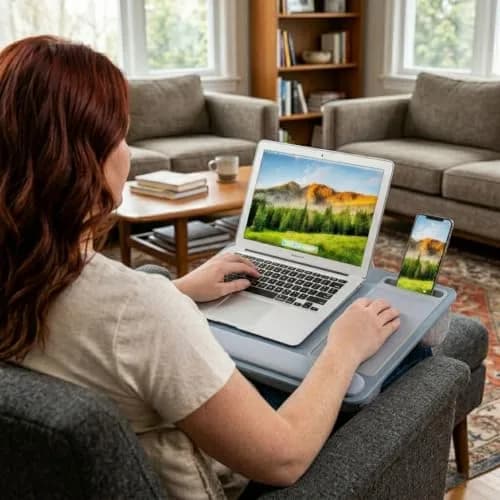 LapGear Home Office Pro Lap Desk 21.1x14 in Slate Blue | Fits 15.6" Laptops & Ergonomic Support thumbnail 6