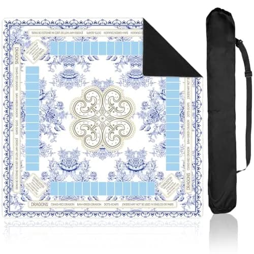 party greeting Chinoiserie Mahjong Mat with Black Carrying Bag 31.5 x 31.5 Inches | Noise & Slip Resistant Game Table Cover thumbnail 1