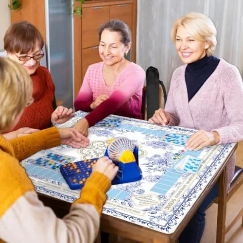 party greeting Chinoiserie Mahjong Mat with Black Carrying Bag 31.5 x 31.5 Inches | Noise & Slip Resistant Game Table Cover thumbnail 7