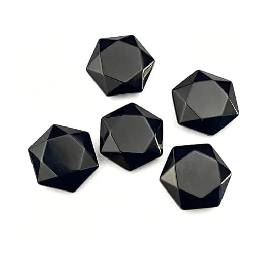 FHNP367 Natural Black Obsidian Hexagram Chakra Stone 1.2 inch | Hand-Polished Healing Crystal for Energy & Stress Relief thumbnail 4