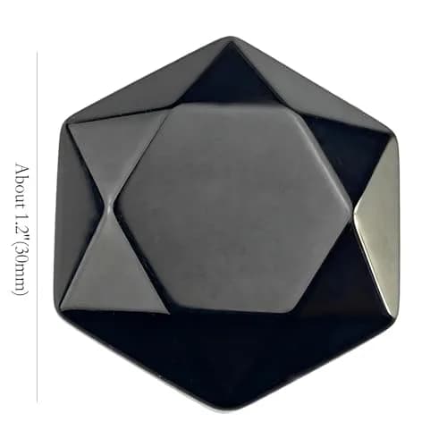 FHNP367 Natural Black Obsidian Hexagram Chakra Stone 1.2 inch | Hand-Polished Healing Crystal for Energy & Stress Relief thumbnail 5