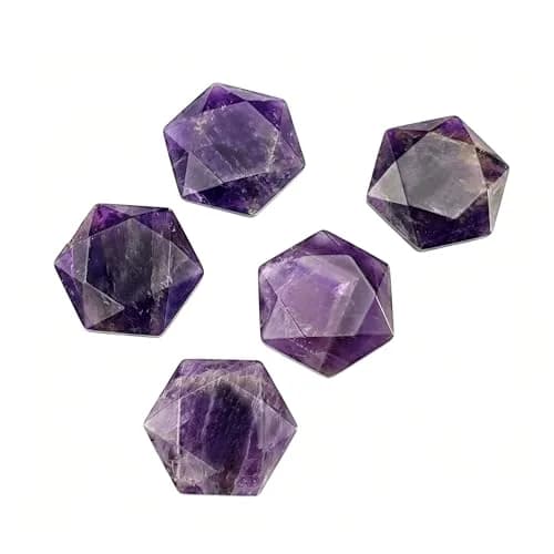 FHNP367 1.2 inch Natural Dream Amethyst Hexagram Chakra Stone | Hand-Polished Healing Crystal for Energy & Worry Relief thumbnail 4