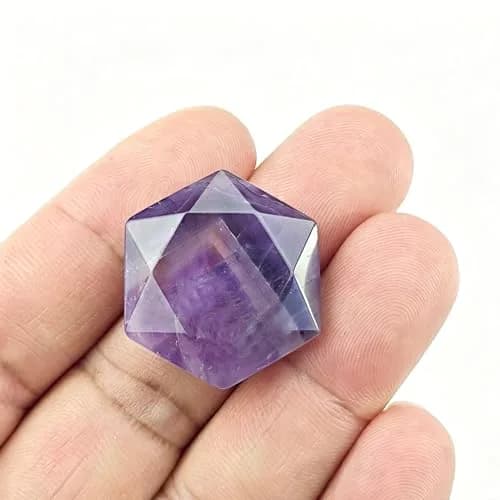 FHNP367 1.2 inch Natural Dream Amethyst Hexagram Chakra Stone | Hand-Polished Healing Crystal for Energy & Worry Relief thumbnail 2