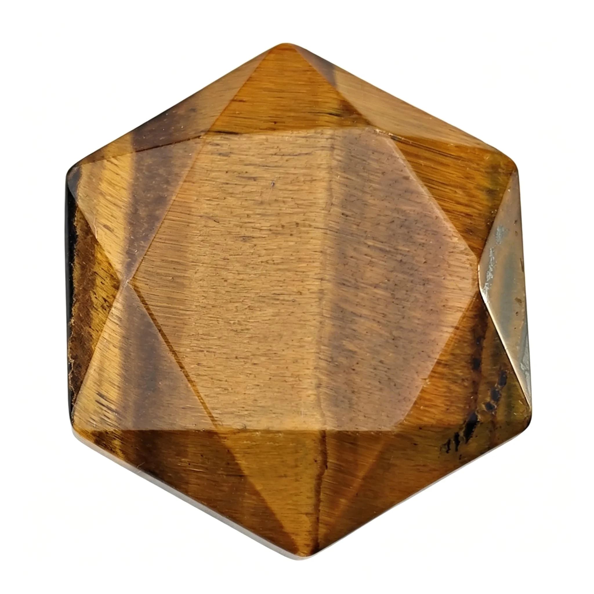 FHNP367 Natural Dalmatian Jasper Hexagram Chakra Stone 1.2 inch | Hand-Polished Healing Crystal for Energy & Stress Relief — Hexagram-tiger Eye Stone