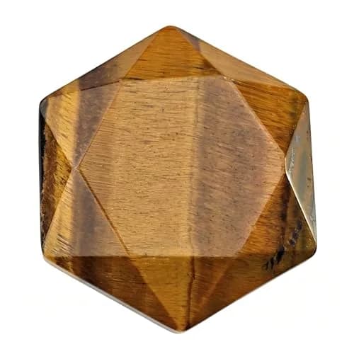 FHNP367 Natural Tiger Eye Hexagram Chakra Stone 1.2 inch | Hand-Polished Healing Crystal thumbnail 1