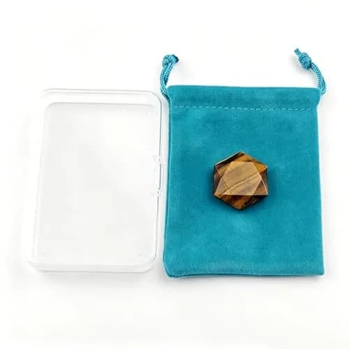 FHNP367 Natural Tiger Eye Hexagram Chakra Stone 1.2 inch | Hand-Polished Healing Crystal thumbnail 3