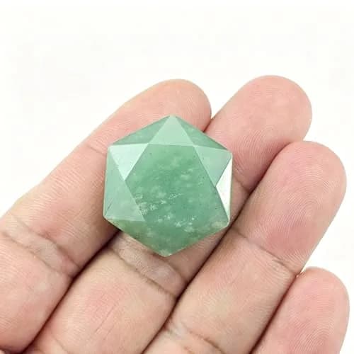 FHNP367 1.2 inch Green Aventurine Hexagram Healing Crystal Worry Stone | Natural Carved Gemstone for Energy & Stress Relief thumbnail 2