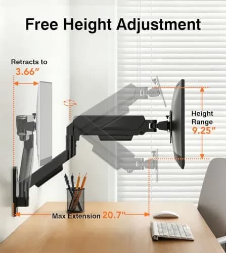Hemudu 17-32 inch Flat/Curved Monitor Wall Mount | Full Motion Adjustable Wall Arm Holds Up to 10kg thumbnail 5