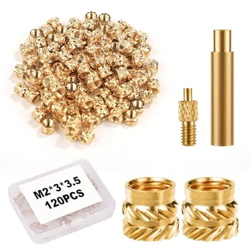 PEUTIER M2x3x3.5mm Brass Heat Set Threaded Inserts (120 pcs) | 3D Printing Accessories thumbnail 1