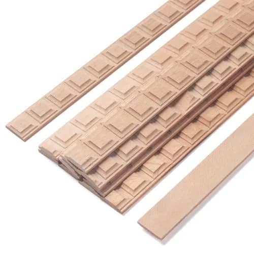 Coowayze Grid Wood Trim Molding Decorative Strips 15.8 inch (40 cm) | 12 PCS Unfinished Beech Wood for Walls, Cabinets, Doors, Mirrors thumbnail 1