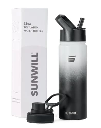 SUNWILL Insulated Water Bottle with Straw & Chug Lid, 22 oz Stainless Steel | Double-Wall Vacuum, Leak-Proof, Powder Coated Finish thumbnail 6