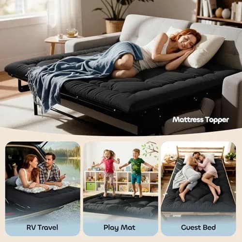 COZYFUZY 4" Thick Japanese Futon Mattress Foldable Floor Mattress for Guests, Dorms & Rooms, Portable Tatami Mat with Firm Support & Carry Strap Full thumbnail 6
