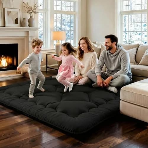COZYFUZY 4" Thick Japanese Futon Mattress Foldable Floor Mattress for Guests, Dorms & Rooms, Portable Tatami Mat with Firm Support & Carry Strap Full thumbnail 2