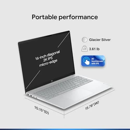 HP OmniBook 3 Flagship 16" 2K Touchscreen Laptop Bundle with Docking Station, AMD Ryzen 5, 16GB RAM, 1TB PCIe SSD, IPS, WiFi 6, AI Copilot, Windows 11 Pro thumbnail 8