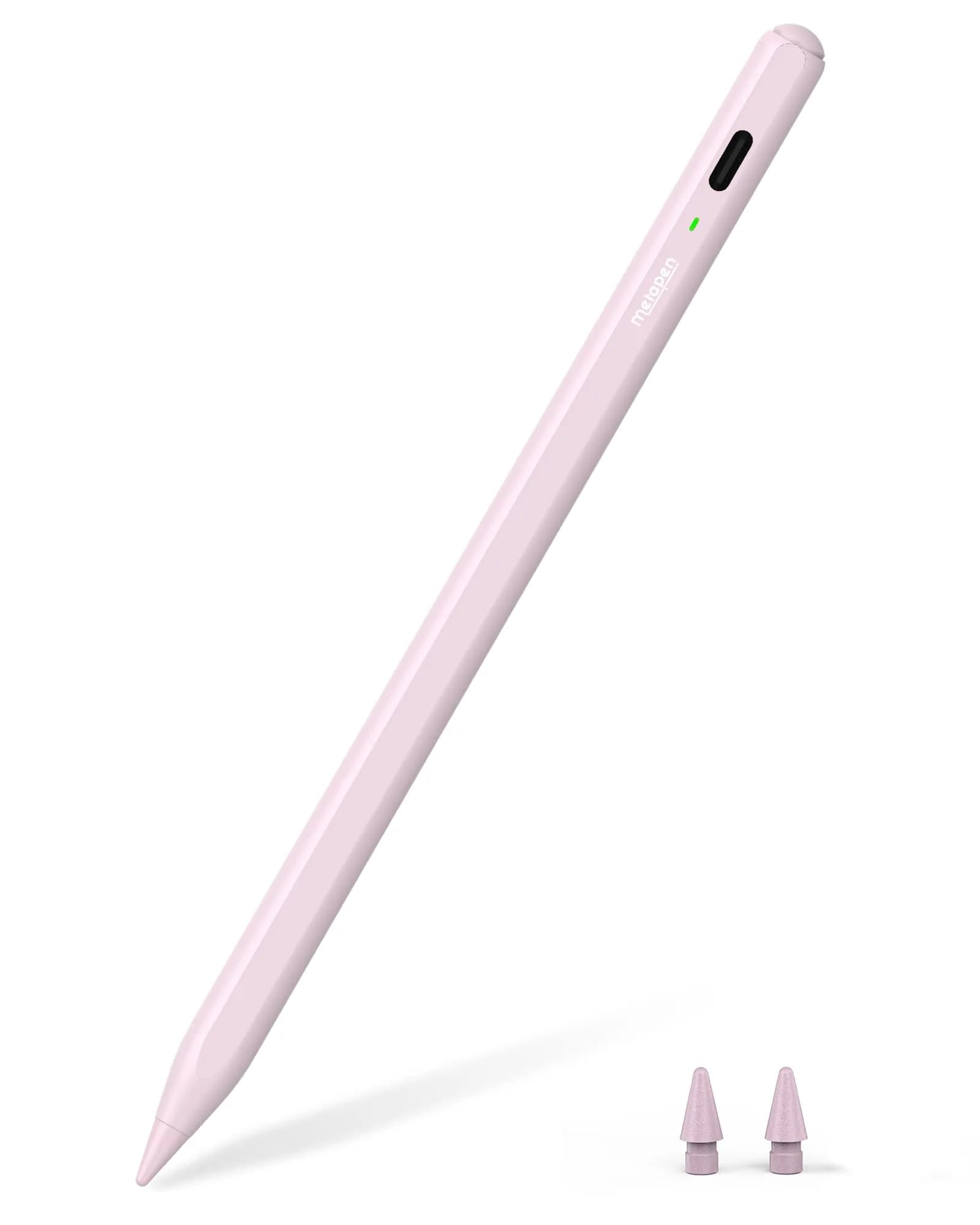 Metapen Pencil Air8 Stylus for iPad 2018-2026 | 10-Min Faster Charge, Palm Rejection, 20-Hr Battery — Pink