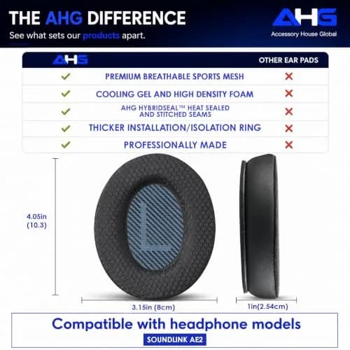 AHG AE2 Cool Gel Ear Pads Compatible with Bose SoundLink ae2 Headphones | Refresh & Stay Cool (120 chars) thumbnail 6