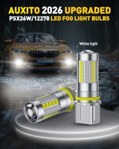 AUXITO PSX26W/12278/H28W LED Fog Light Bulbs 6500K Cool White CSP LED Fog Lights Pack of 2 | Enhanced Visibility for Indian Roads thumbnail 4