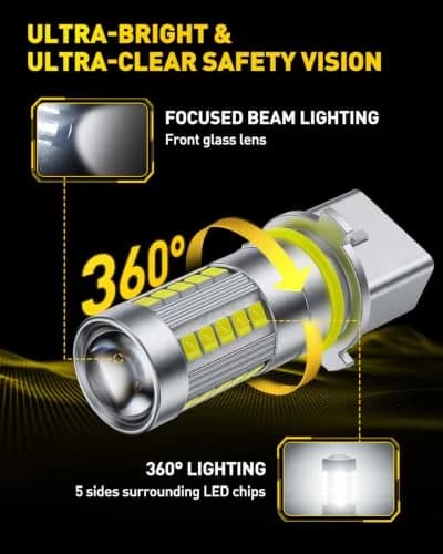 AUXITO PSX26W/12278/H28W LED Fog Light Bulbs 6500K Cool White CSP LED Fog Lights Pack of 2 | Enhanced Visibility for Indian Roads thumbnail 3